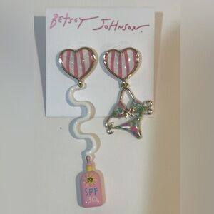 Betsey Johnson Pink bikini suntan lotion Earrings NWT  Super cute!